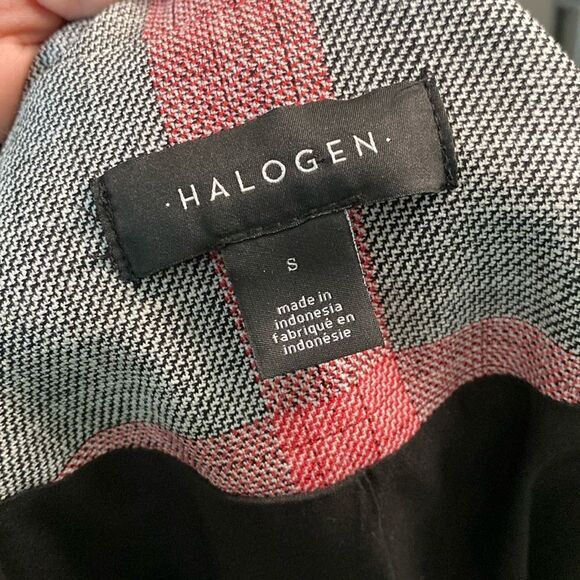 Halogen Pink Grey Black Large Print Plaid Blazer Jacket - Picture 4 of 12